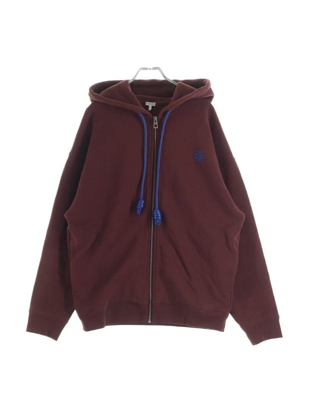 Loewe Drawstring Zip Hoodie Burgundy